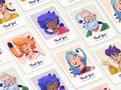 Thank You Cards for Cat Pet Hotel app branding cards cats color design graphic design hotel illustration logo print print design thank you thankyoucards typography ui ux vector