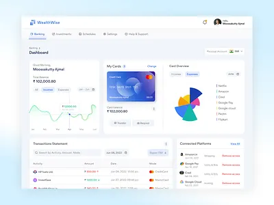 Finance Dashboard clean ui design interface minimal ui ui design ux