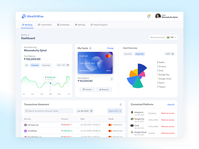 Finance Dashboard clean ui design interface minimal ui ui design ux