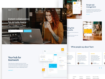 Landing page for a team collaboration app design homepage landing page design uiux