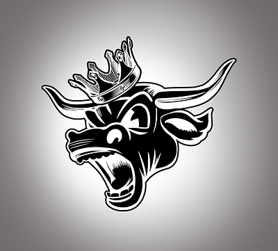 The bull with a crown. Vector Art artwork black and white art black and white logo bull crown illus illustration logo design vector vector tracing