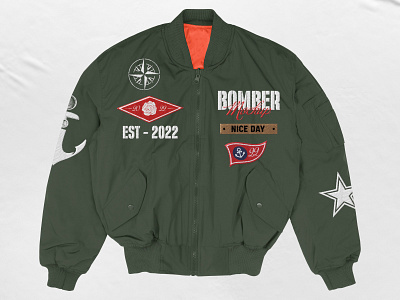 Bomber Jacket - Mockup (Front) apparel mockup bomber bomber jacket branding clothing mockup design fashion graphic design jacket mockup product design realistic mockup varsity