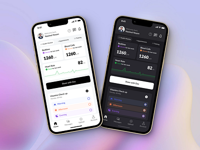 Health Monitoring App animation dark mode dashboard e commerce interaction design landing page microinteractions minimal mobile app onboarding prototype responsive sketch typography ui design user interface uxui web design wireframe