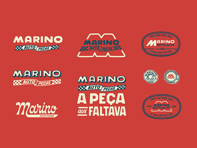 Marino Auto Parts branding graphic design illustration lettering logo logosystem vector