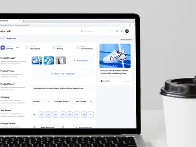 Add New Product - Sales Management Dashboard add new product add product flow admin dashboard admin panel dashboard ecommerce flow management marketplace minimalist new product online store product product design saas seller ui upload product web app web design