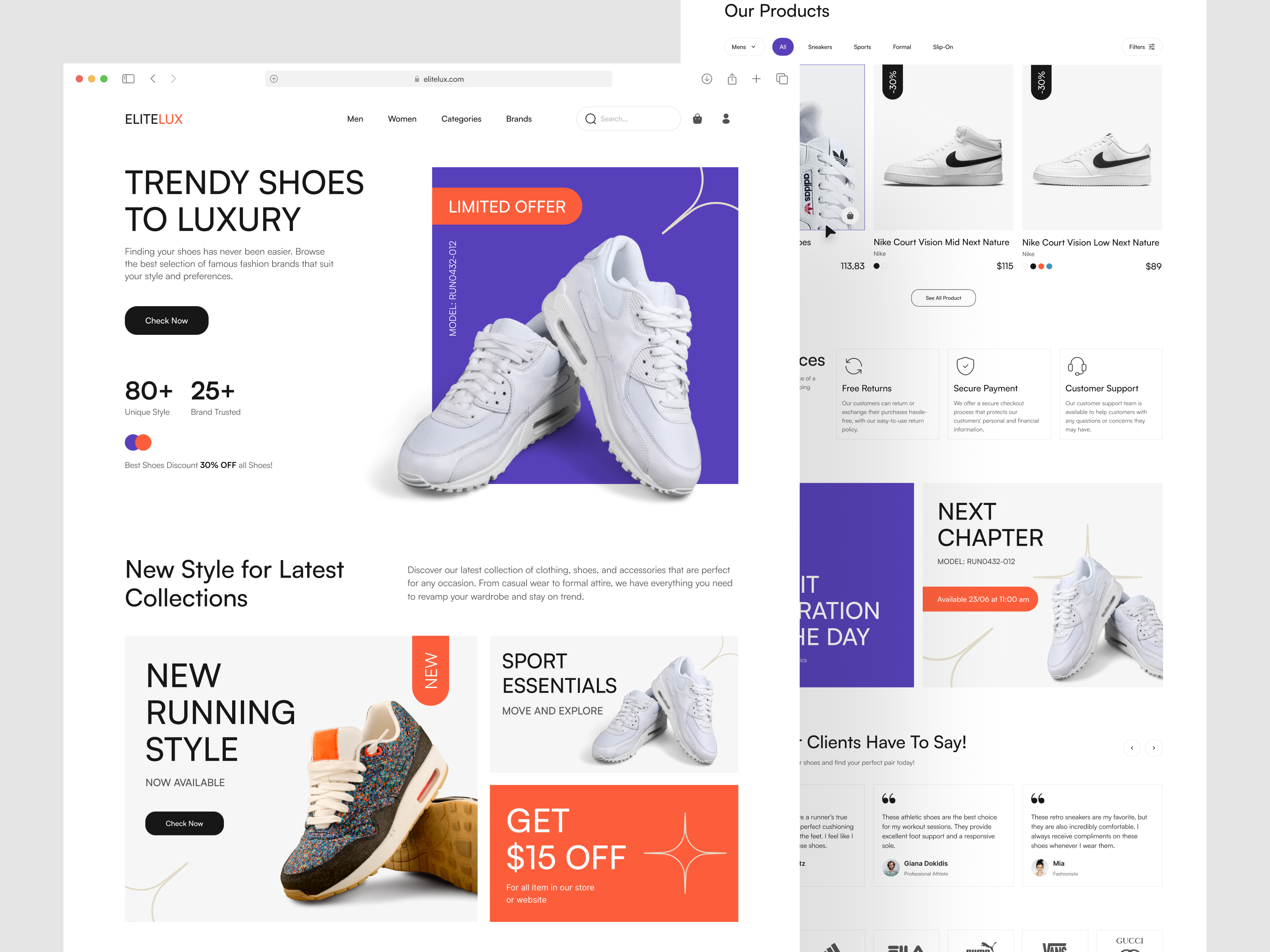 Shoes Store - Web Design apparel clothes e commerce fashion store homepage modern nike shoe shopify sport store ui web design website