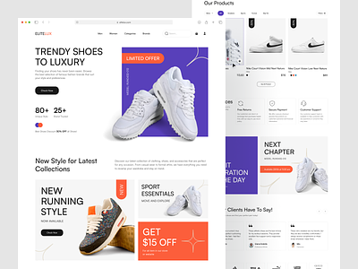 Shoes Store - Web Design apparel clothes e commerce fashion store homepage modern nike shoe shopify sport store ui web design website