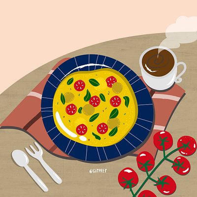 Omelette Flat Illustration adobe illustrator design flat design graphic design illustration vector