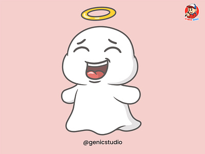 Cute Ghost Sticker simple vector 2d cartoon character for sticke genicstudio