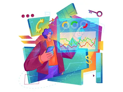 Crypto Illustration bank banking bitcoin blockchain character crypto cryptocurrency eth ethereum ewallet exchange finance fintech illustration investment money trade trading