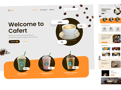 Cafert Landing Page 3d app appdesign applucation art artwork branding cafe cafe landing page cafert design illustration landing page