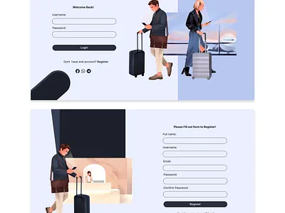 Login and Register Screen app appdesign applucation art artwork branding design illustration landing page login logo register travel ui
