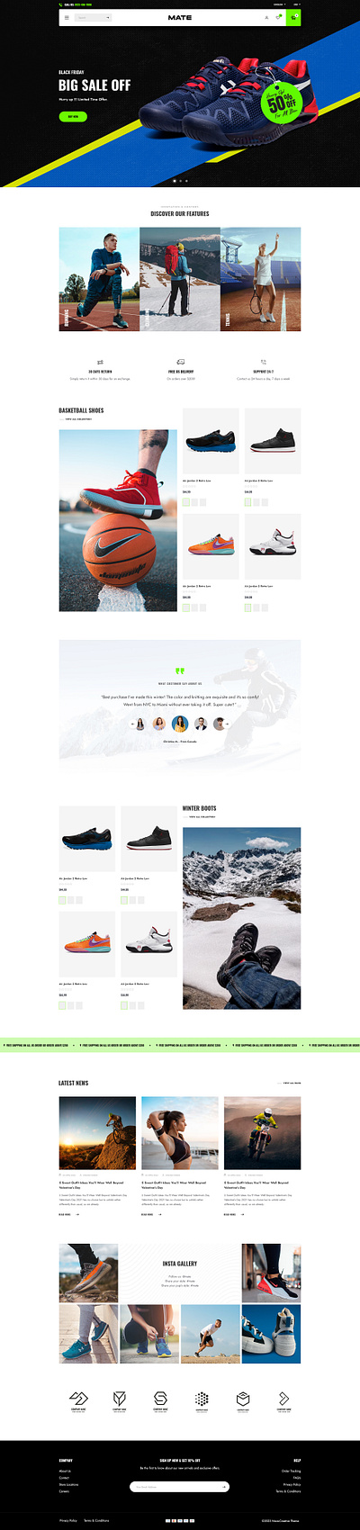 Mate - Shoes & Sportswear Store Shopify 2.0 Theme design dropshipping shoes store shoes website shopify shopify store shopify template shopify theme ux ui web design web designer website design