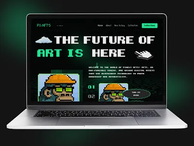 Pixel Art-NFTs website block blockchain creat nft crypto crypto art cryptocurrency hero landing page mint nft nft landing page nft marketplace nft website nftart pixel art pixels ui web3 website website design