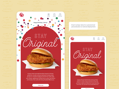 Chick-fil-A Birthday Email Overlay chickfila crm email fast food loyalty membership program rebrand