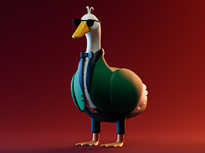 Stylish duck | commission🦆😎 3d 3dart 3dartist 3dgraphic blender character commission commissionart design duck illustration illustrator kawaii logo ui
