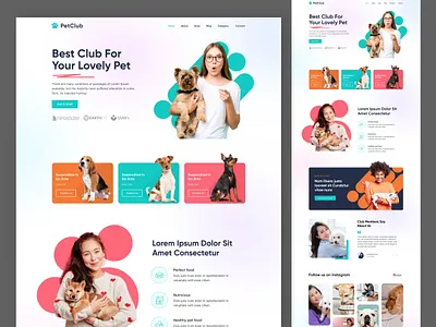 PetClub | Petcare Website UI UX Design dog dog website figma figma design figma website landing page landing page design pet pet care petcare petclub pets ui ui design uidesign uiux web design website design website ui ux