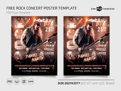 Free Rock Concert Poster concert event events flyer free freebie photoshop poster posters print psd rock template templates