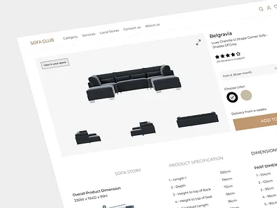 Furniture Product Page clean decoration e commerce furniture home decor interior design minimal mobile version product details store ui ux website