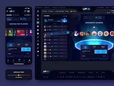 UP-X Redesign – Classic Game betting bingo casino dark ui dashboard fortune gambling game game design illustration interface jackpot lottery product design roulette slots uiux web design wheel win