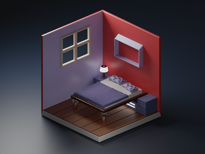 3D Isometric room 3d blender cinema interior isometric render room