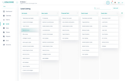 Kanban Board admin backend board cms craxinno craxinnotechnologies design figma kanban leads listing trello ui