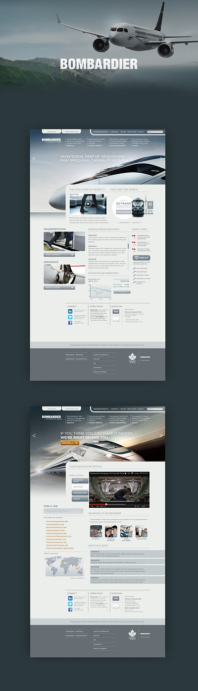 Bombardier — Web Concept Proposal art direction ui ux