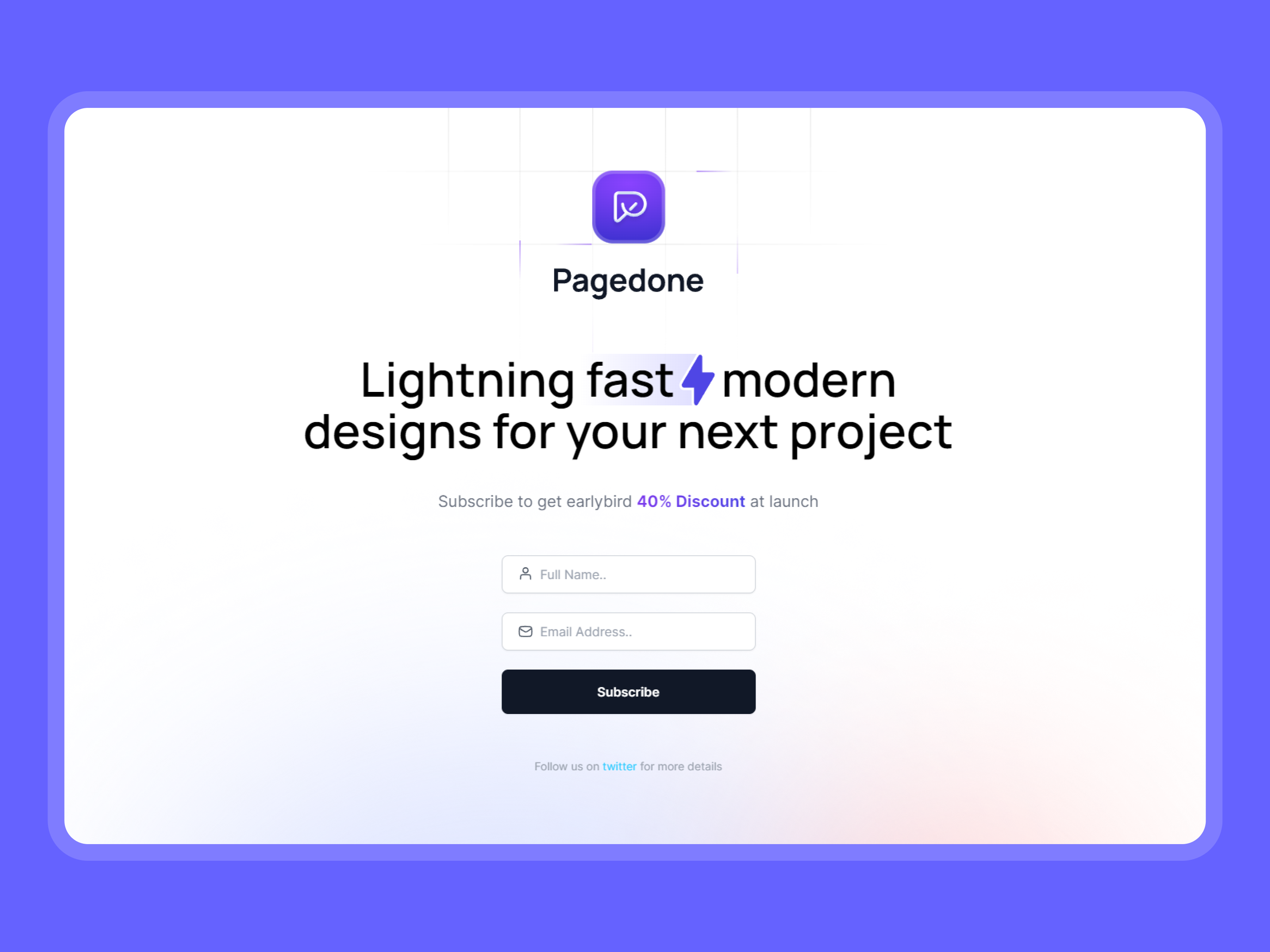 Subscribe Page - Pagedone app branding buildinpublic css design design system graphic design html icon illustration logo modern mythics design pagedone tailwind typography ui ux vector website