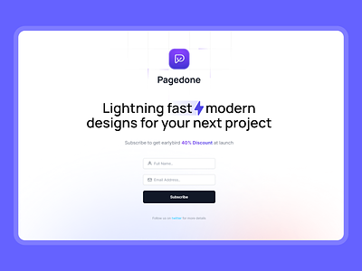 Subscribe Page - Pagedone app branding buildinpublic css design design system graphic design html icon illustration logo modern mythics design pagedone tailwind typography ui ux vector website