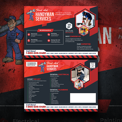 First Aid Handyman Services branding design eddm flyer graphic design