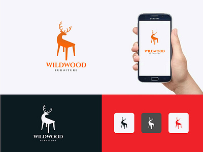 WildWood Furniture logo design. Chair with deer logo chair comfortable craft deer chair elegant functional furniture innovative interior interior design modern quality sophisticated stylish timeless versatile wild chair wild wood wood wood work