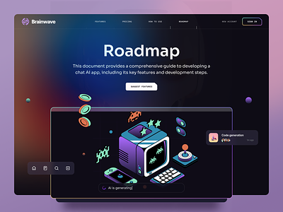 Brainwave Landing Page UI Kit ai roadmap clean figma resource freebie gradient illustration isometric ladingpage landing landing page minimal product roadmap roadmap design roadmap ui kit ui ui design ux ux design web design