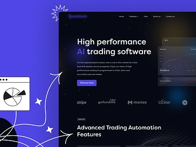 Saas landing page-Trading Software ai bot bot business chart crypto investment landing page modern design price plan saas saas landing page saas product saas ui saas website software stock trading uiux web design website design