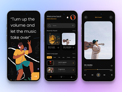 Sound Vibe appdesign blackui design graphicsdesign illustration mobileappui mobiledesign music musicapp musictrack novuslogics songs app sound track ui uiux