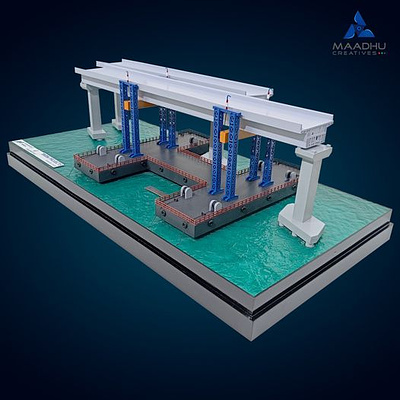 Barge Bridge Model Scale Model - Maadhu Creatives 3d model bridge model engineering model
