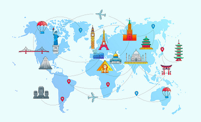 Wonders of the Words - World Map Template design graphic design illustration travel worldmap