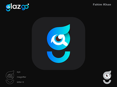 Glaz go - logo thard concept app logo digital eye go gradient logo growth icon it logo letter logo logo logo design magnifier modern logo software logo startup logo tech company tech logo technology icons technology logo