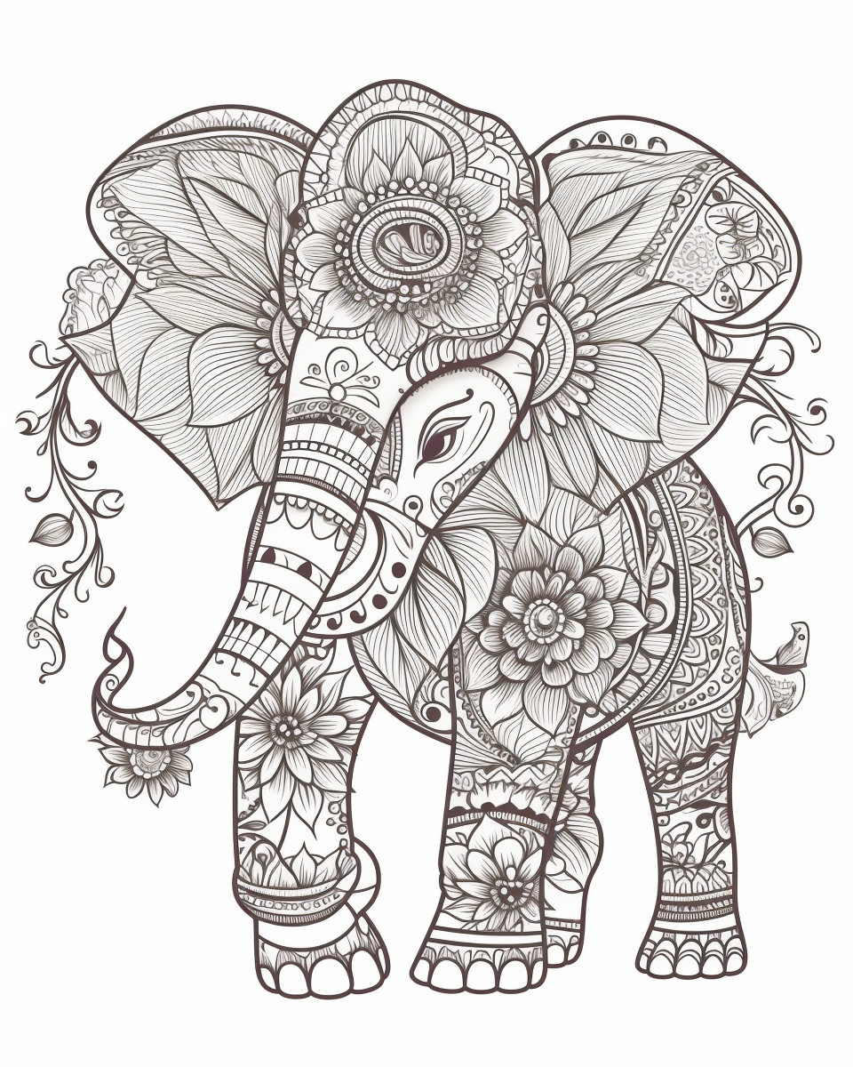 elephant mandala coloring pages
