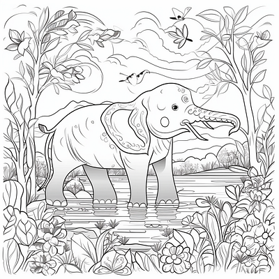 Cute Elephant Coloring Book Page for kids elephant coloring page for kids