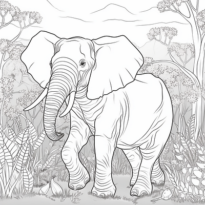 Cute Elephant Coloring Book Page for kids elephant coloring page for kids