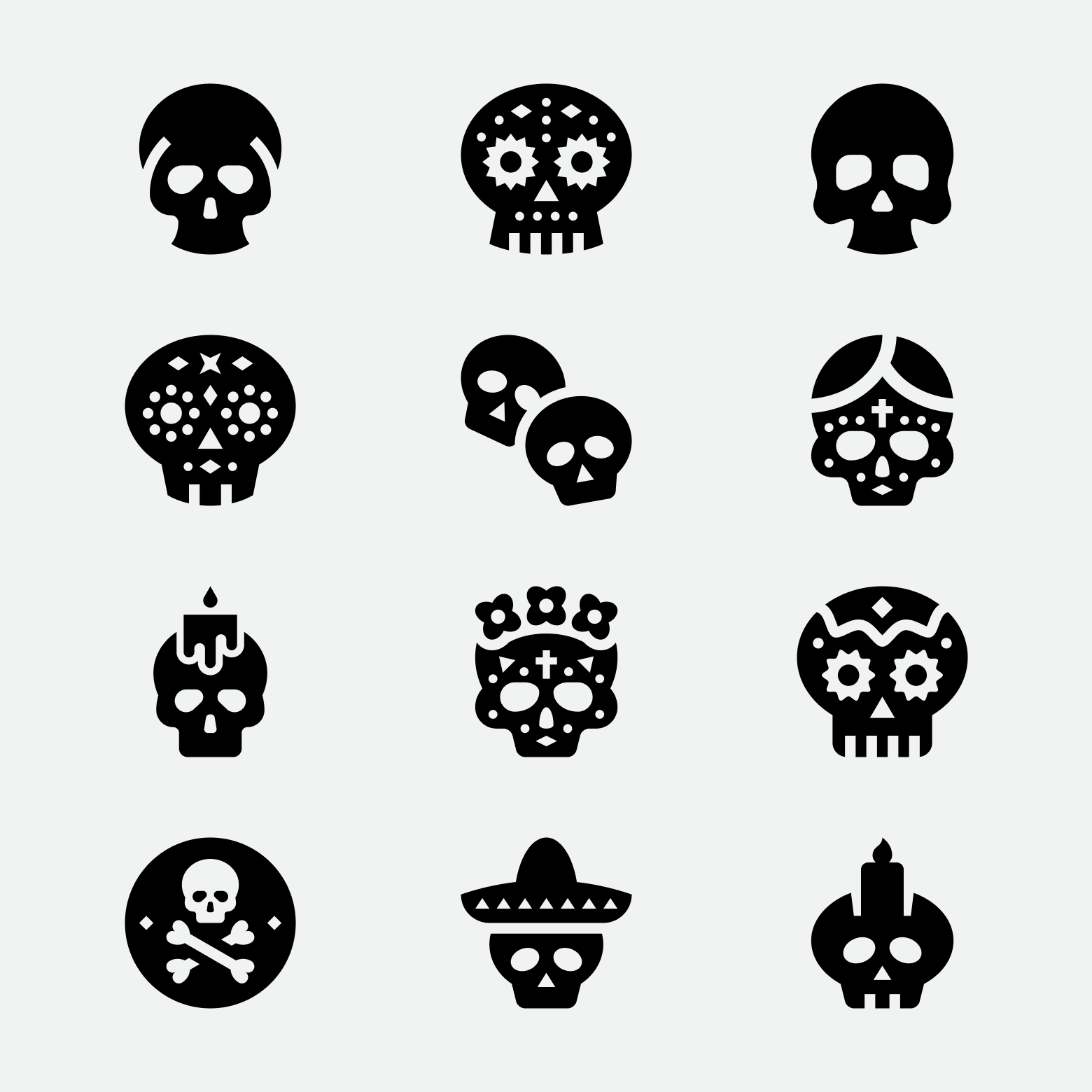 $1+, Skull Icons bone calavera skull catherine catrina celebration cinco de mayo day of the dead dead death halloween head holiday horror icons mexico skeleton skull skulls svg vector