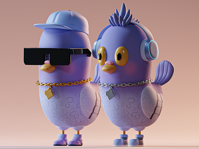 Cool pigeon brothers 3d 3dart 3dartist 3dcharacter 3dgraphic bird blender blender3d cartoon character characterdesign design illustration kawaii kawaiicharacter pegion ui