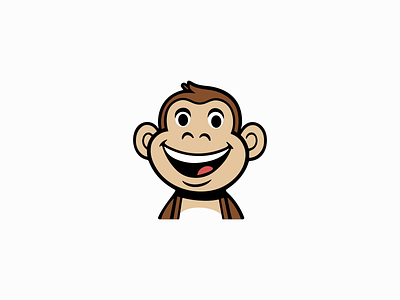 Happy Monkey Logo animal app branding cartoon character cute design face happy illustration joy kids logo mark mascot modern monkey playful smile vector