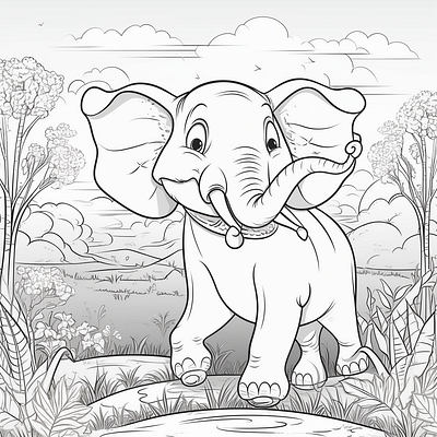 Cute Elephant Coloring Book Page for kids elephant coloring page for kids