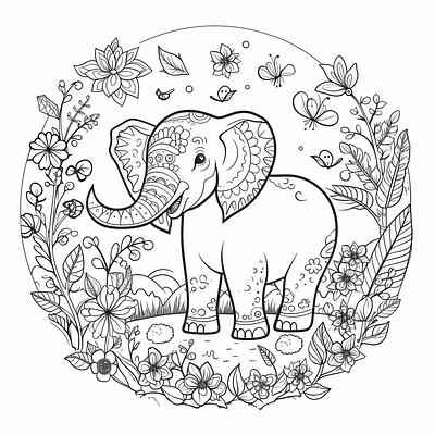 Cute Elephant Coloring Book Page for kids elephant coloring page for kids