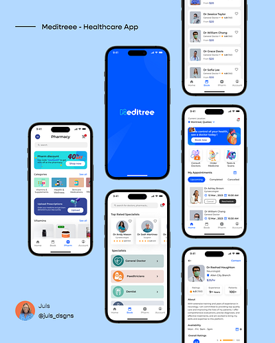 Meditree - A Healthcare App UIUX app design appuiux design healthappdesign healthappuidesign healthcare healthcareappui ui uidesign uiuxdesign