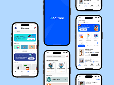 Meditree - A Healthcare App UIUX app design appuiux design healthappdesign healthappuidesign healthcare healthcareappui ui uidesign uiuxdesign