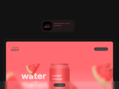 Soft drinks landing UI | drunk before? app beverageui branding drinks drunk drunkbefore refreshmentdesign softdrink tab thirstquencher ui