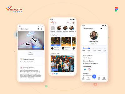 Virality Media app design design figma mobile product social ui uiux