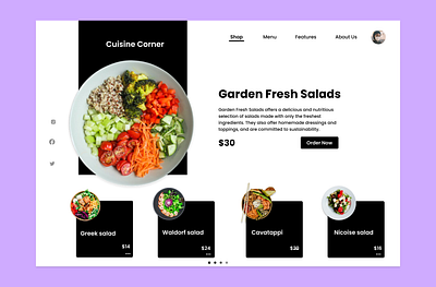 Cuisine Corner app branding design fintech fooddesign graphic design illustration landingpage productdesign ui uiux uxdesign webdesign webpage